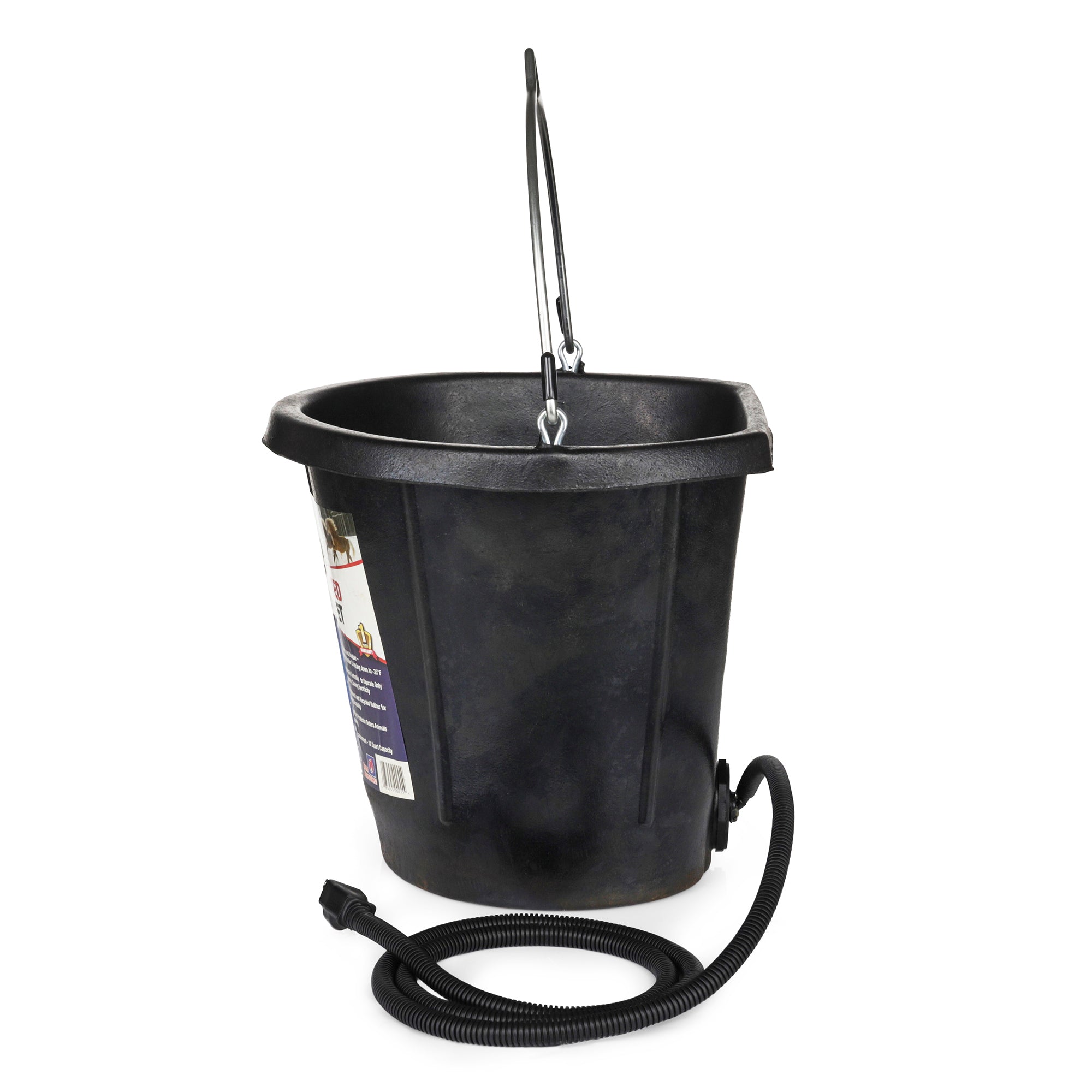 Farm Innovators FB-80R Rubber 3g Flat Back Heated Bucket, 70 Watt, Black (Used) - VMInnovations