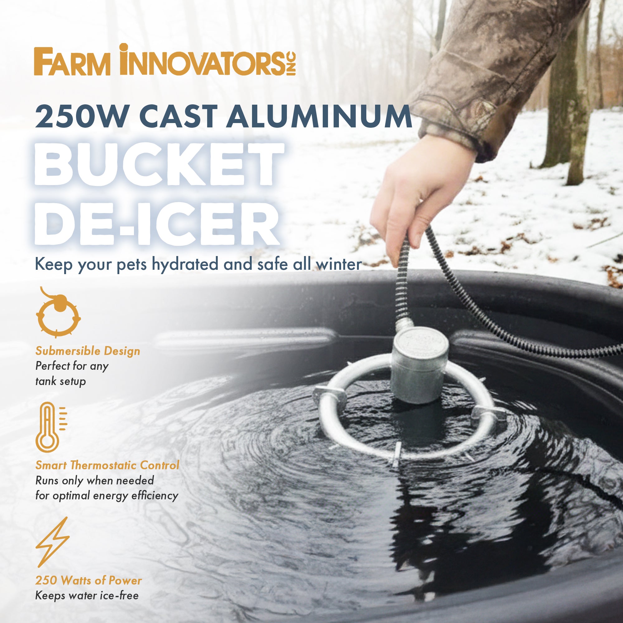 Farm Innovators Ice Chaser 250 Watt Cast Aluminum 5 Gallon Bucket Deicer (Used) - VMInnovations