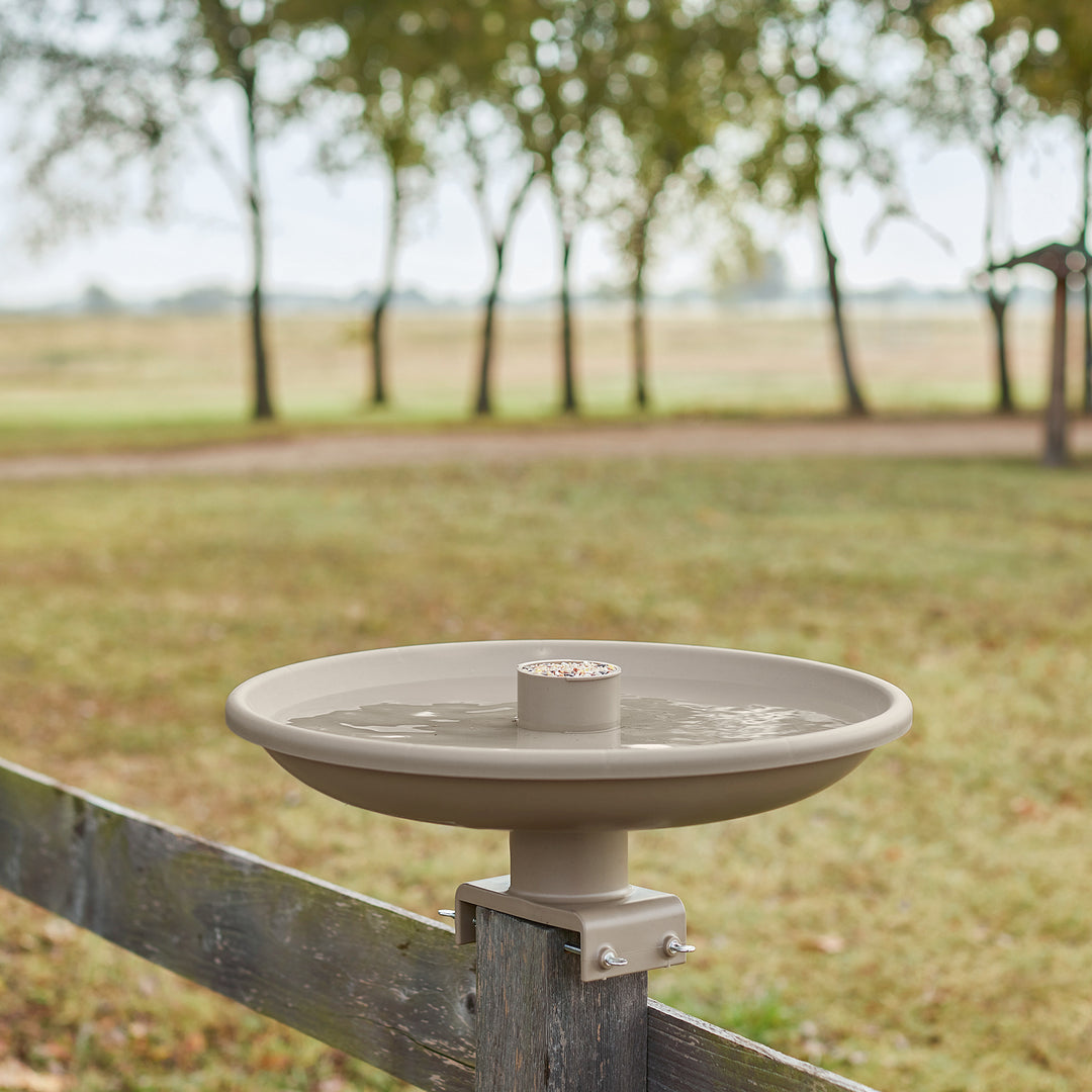 Farm Innovators 150W Plastic Heated Birdbath w/Deck Mount & Perch, Tan(Open Box)