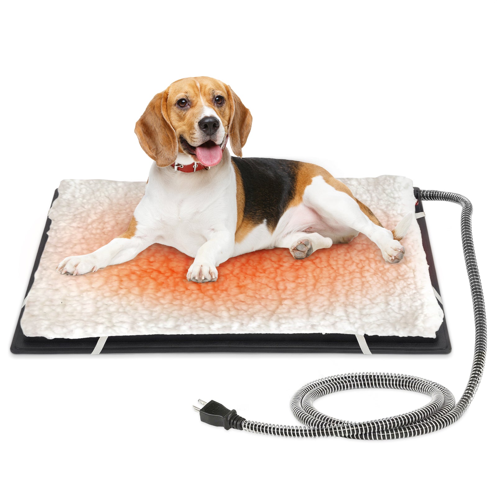 Farm Innovators HM-100L Large Plastic Heated Pet Mat with Fleece Cover, 100 Watt - VMInnovations