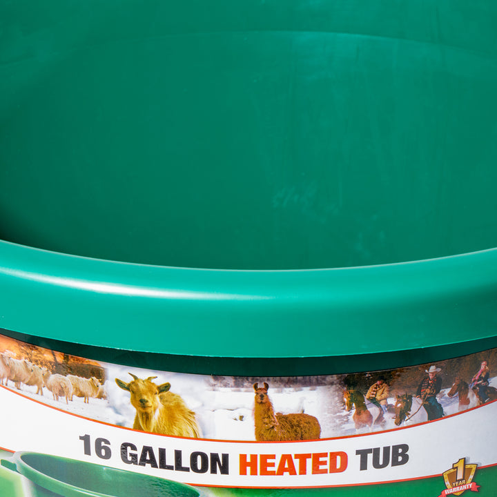 Farm Innovators 16 Gal Plastic Heated Animal Water Bucket Tub, Green (Open Box)