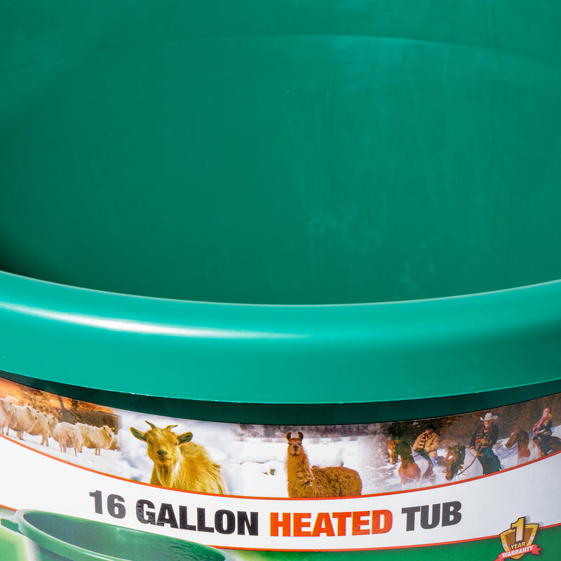 Farm Innovators 16 Gal Plastic Heated Animal Water Bucket Tub, Green (Open Box)