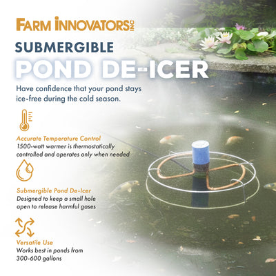 Farm Innovators P-429 Submergible 1500 Watt All Pond De-Icer Heater with Cage