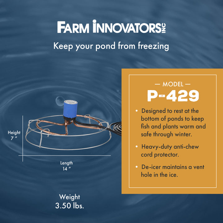 Farm Innovators P-429 Submergible 1500 Watt All Pond De-Icer Heater with Cage