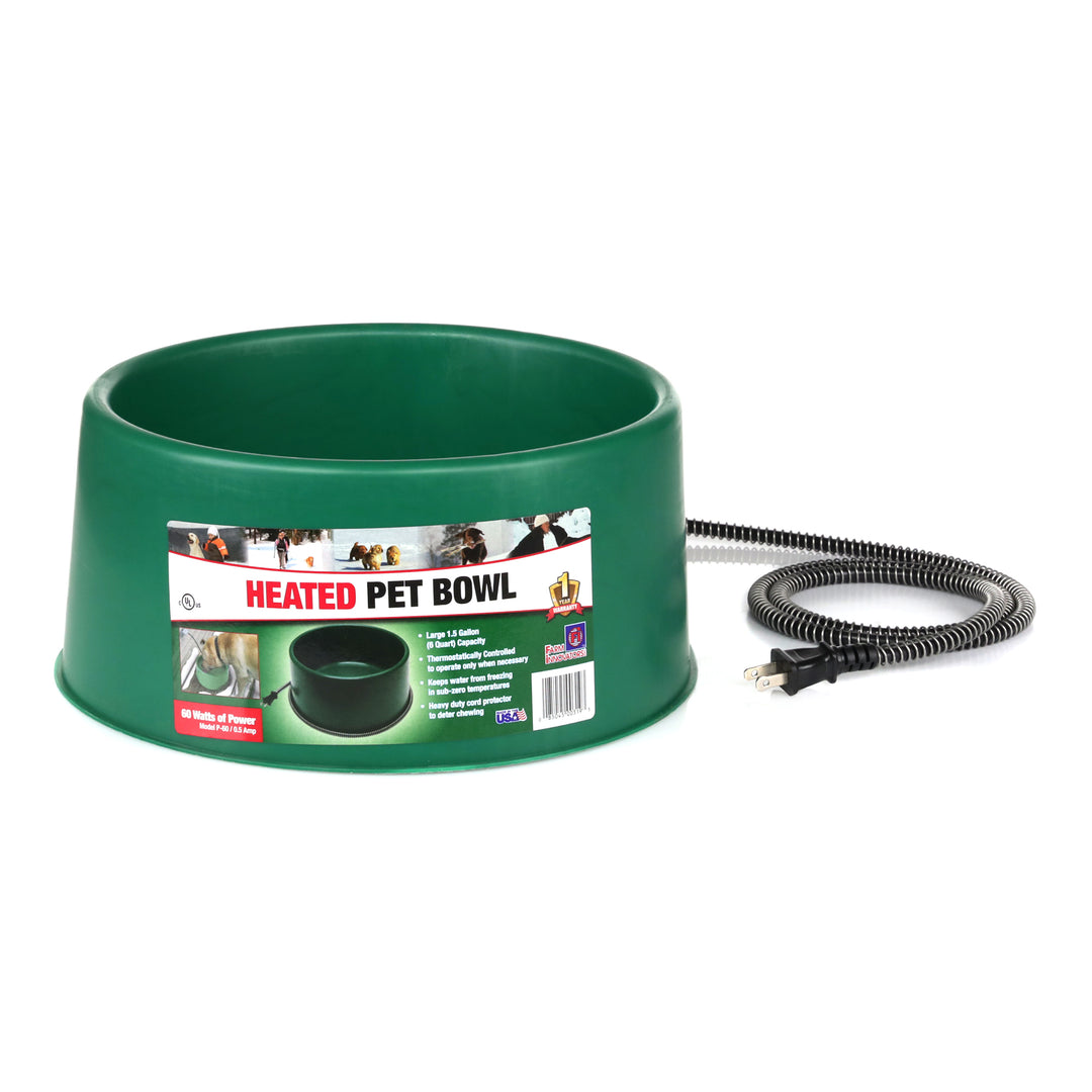 Farm Innovators P-60 1.5 Gallon Electric Heated Pet Water Bowl, 60 Watt, Green