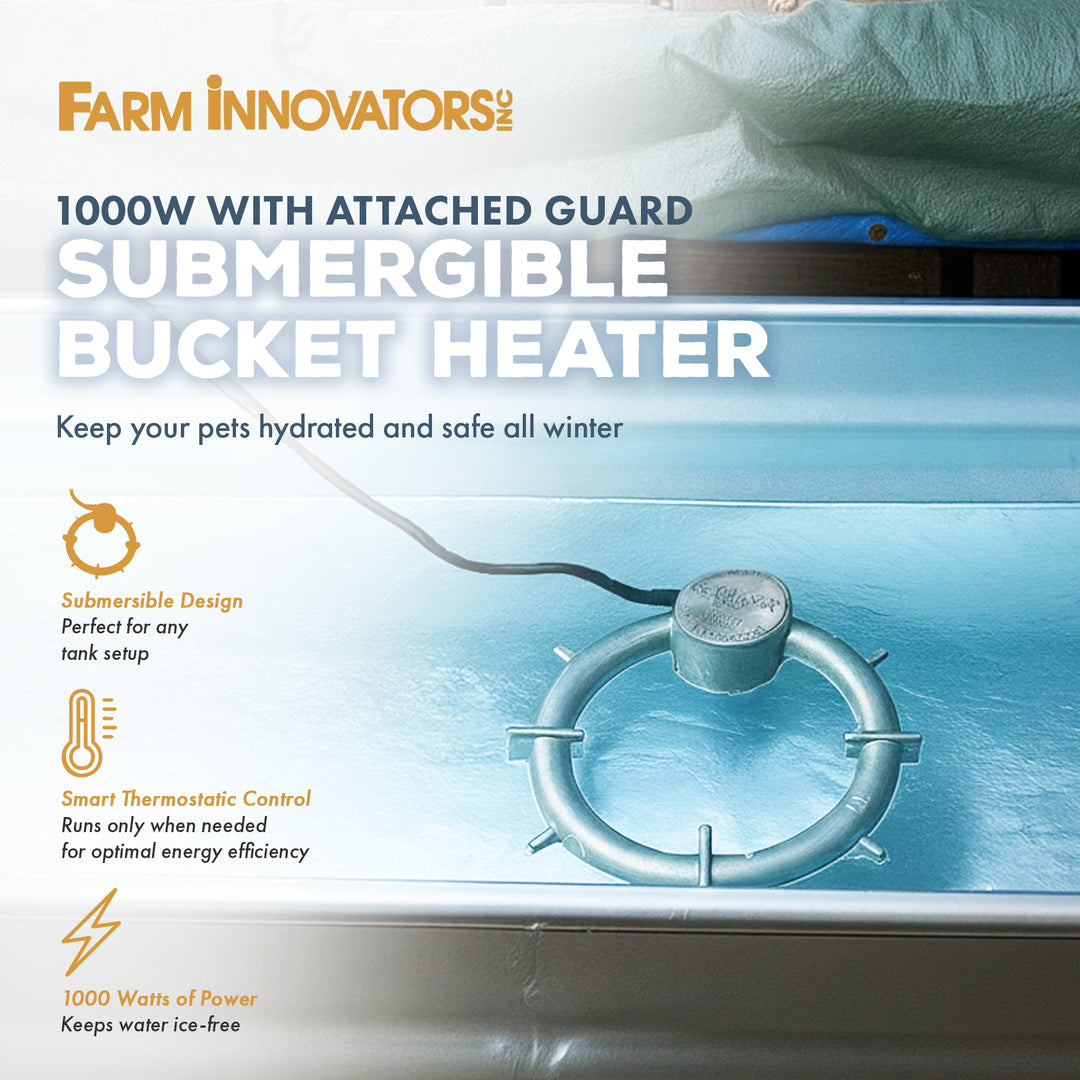 Farm Innovators W-409 Submergible Bucket Heater with Attached Guard, 1000 Watt
