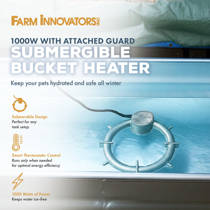 Farm Innovators Submergible Bucket Heater w/Attached Guard, 1000 Watt (Open Box)
