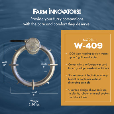 Farm Innovators Submergible Bucket Heater with Attached Guard, 1000W (Open Box)