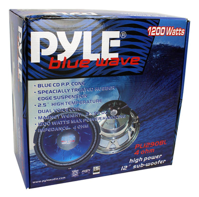 PYLE PL1290BL 12" 2400 WATT Car Subs/Subwoofers Power Woofers DVC 4 Ohm