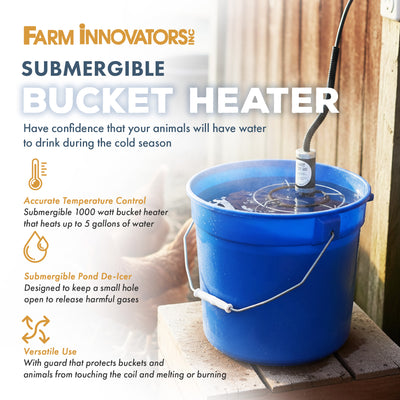Farm Innovators Submergible Bucket Heater w/Attached Guard, 1000 Watt (Open Box)