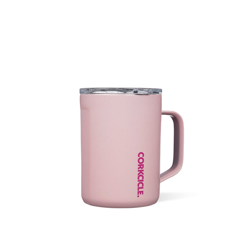 Corkcicle Sparkle 16 Ounce Coffee Mug Triple Insulated Steel Cup, Cotton Candy