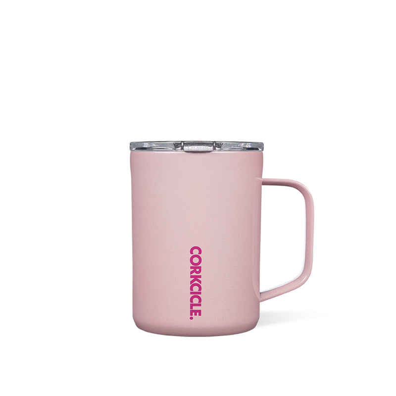 Corkcicle Sparkle 16 Ounce Coffee Mug Triple Insulated Steel Cup, Cotton Candy