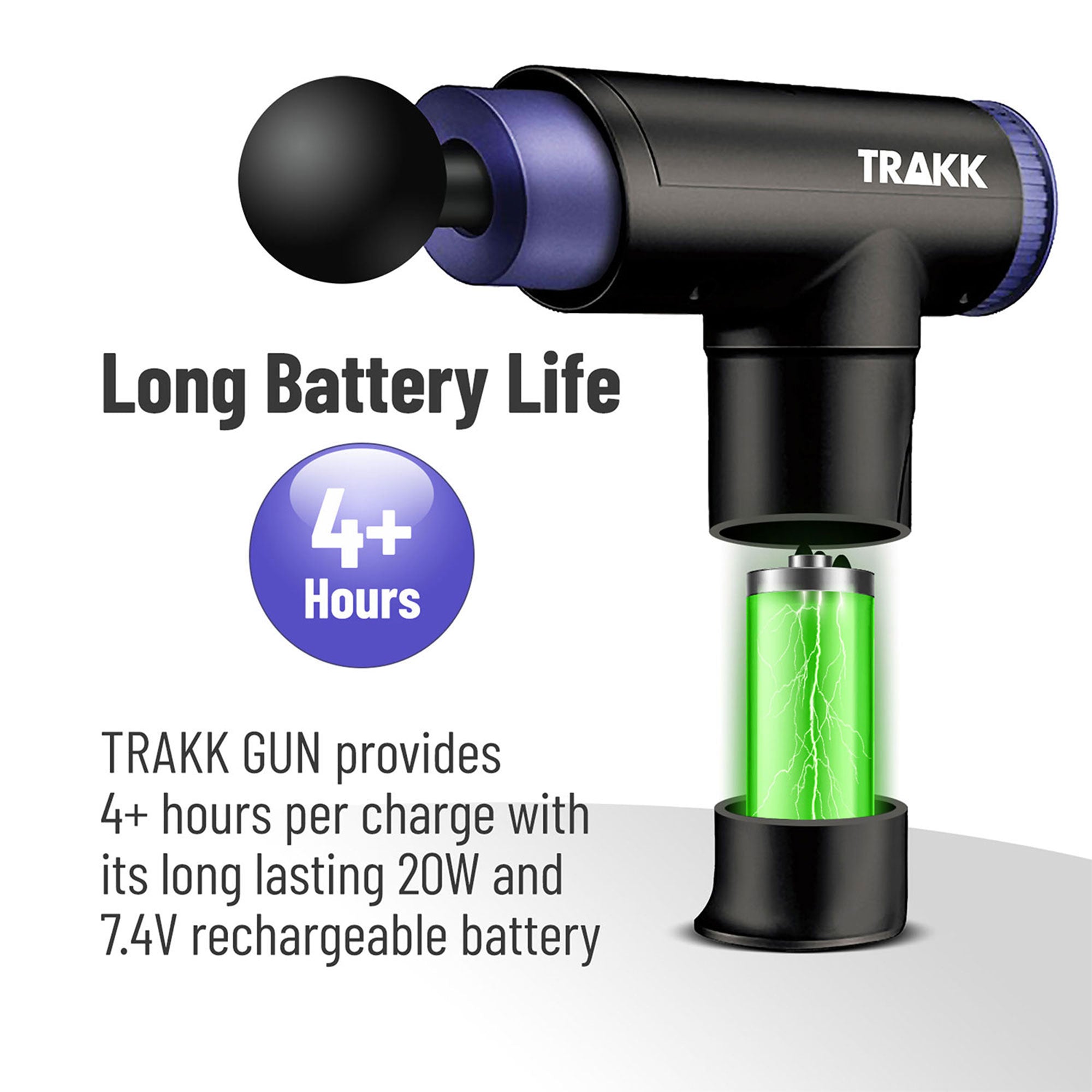 TRAKK Handheld Athlete Massage Gun Therapy w/ 4 Speeds & Attachments (Used) - VMInnovations