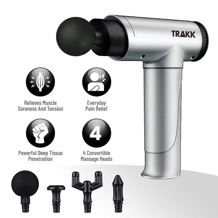 TRAKK Deep Tissue Athlete Massage Gun Therapy w/ 4 Speeds & Attachments (Used)