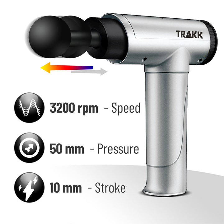 TRAKK Deep Tissue Athlete Massage Gun Therapy w/ 4 Speeds & Attachments (Used)