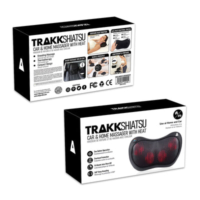 TRAKK Shiatsu Back and Shoulder Neck Heated Full Body Massager Pillow, Black