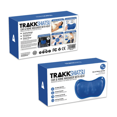 TRAKK Shiatsu Back and Shoulder Neck Heated Full Body Massager Pillow, Blue