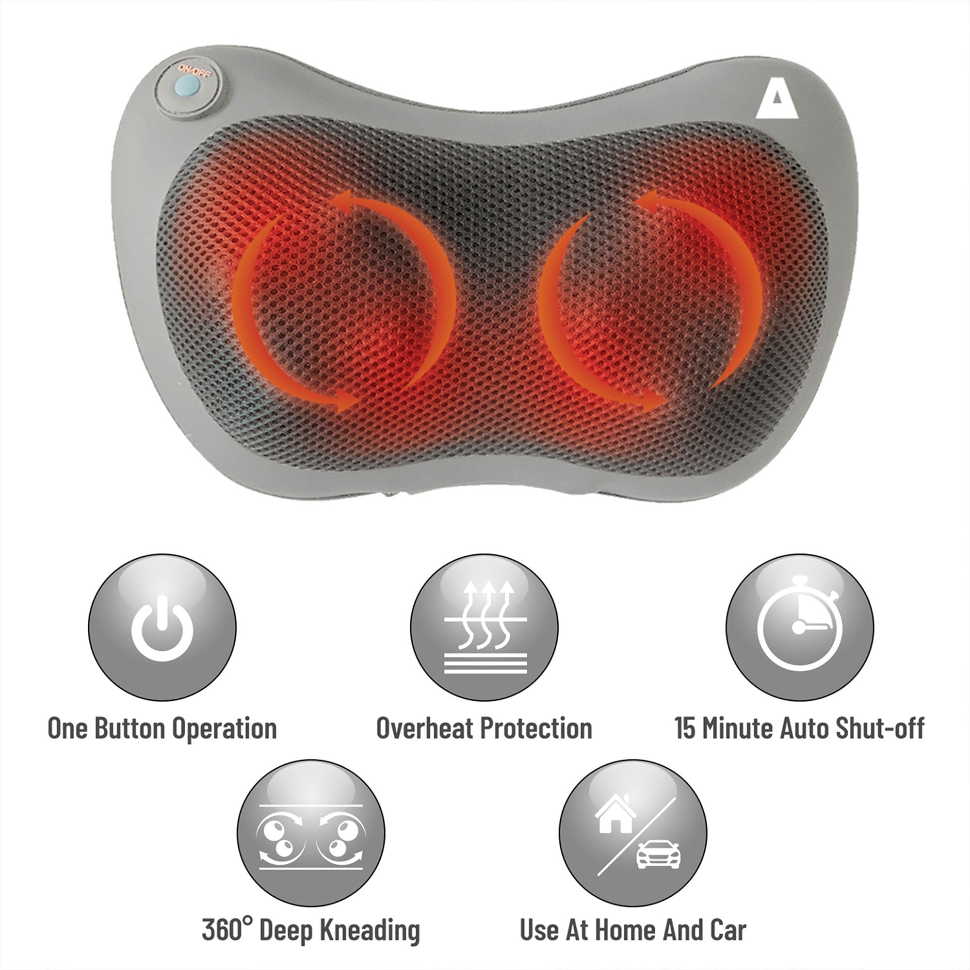 TRAKK Shiatsu Back and Shoulder Neck Heated Full Body Massager Pillow (Used) - VMInnovations