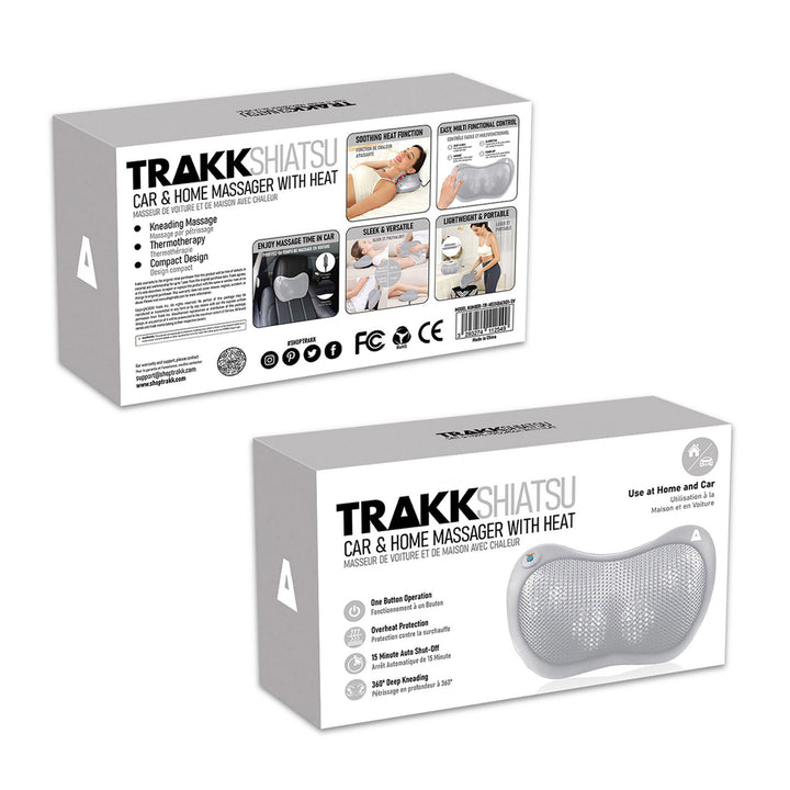 TRAKK Shiatsu Back and Shoulder Neck Heated Massager, Silver (Open Box)