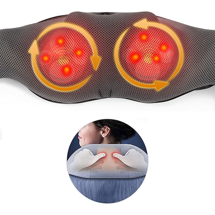 TRAKK Deep Tissue Electric Heated Neck Back Body Kneading Massage Travel Pillow