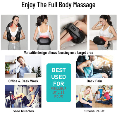 TRAKK Deep Tissue Electric Heated Neck Back Body Massage Travel Pillow (Used) - VMInnovations