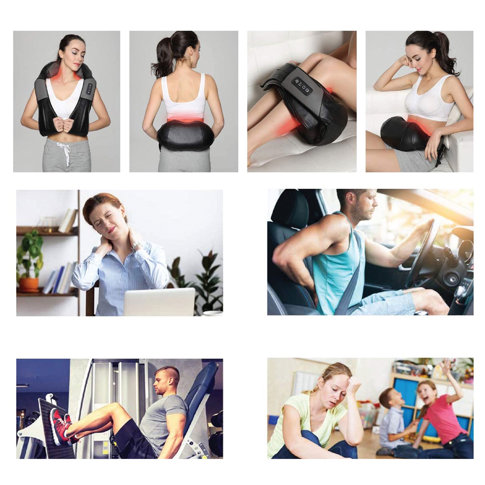 TRAKK Deep Tissue Electric Heated Neck Back Body Kneading Massage Travel Pillow - VMInnovations