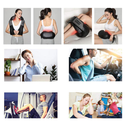 TRAKK Deep Tissue Electric Heated Neck Back Body Kneading Massage Travel Pillow - VMInnovations