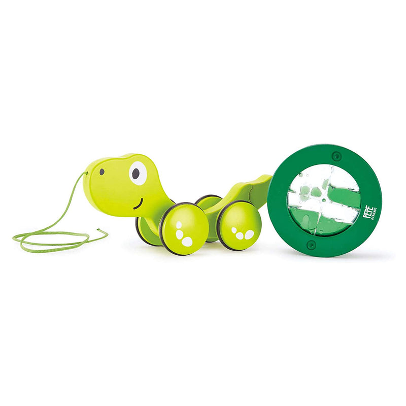 Hape Pull Along Tito the Turtle Wooden Push Toy for Ages 1 and Up, Lime Green