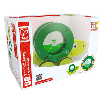 Hape Pull Along Tito the Turtle Wooden Push Toy for Ages 1 and Up, Lime Green - VMInnovations