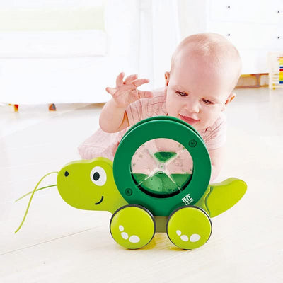 Hape Pull Along Tito the Turtle Wooden Push Toy for Ages 1 and Up, Lime Green - VMInnovations