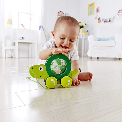 Hape Pull Along Tito the Turtle Wooden Push Toy for Ages 1 and Up, Lime Green - VMInnovations
