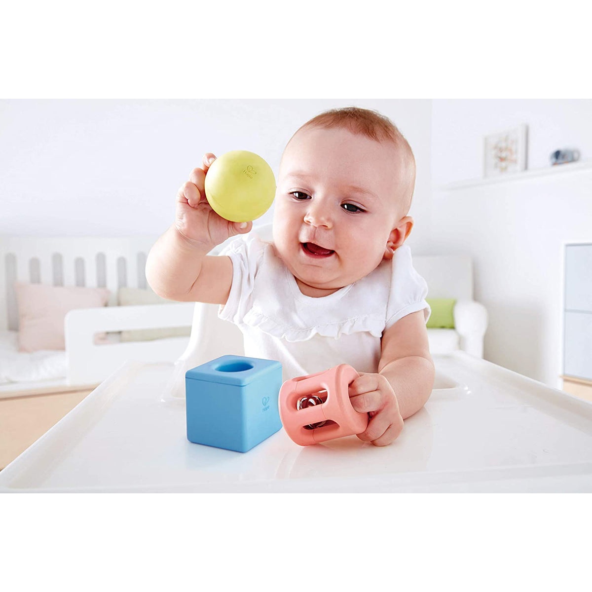 Hape Educational 3 Piece Geometric Rattle Play Toy Set for Ages Newborn and Up - VMInnovations