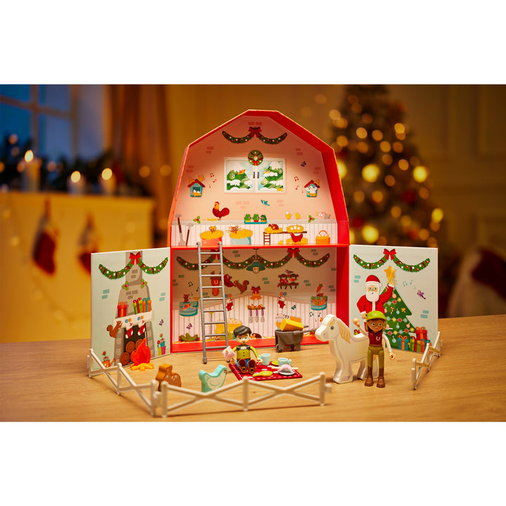 Hape Kids Wooden Pony Farm Christmas Advent Calendar Set w/24 Figures (Open Box)