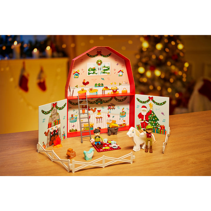 Hape Kids Wooden Pony Farm Christmas Advent Calendar Set w/24 Figures (Open Box)