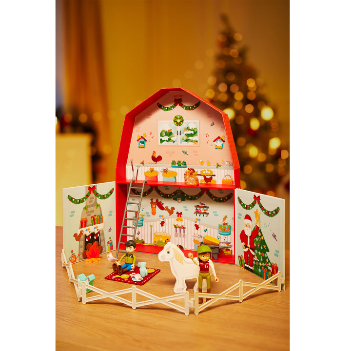 Hape Kids Wooden Pony Farm Christmas Advent Calendar Set w/24 Figures (Open Box)