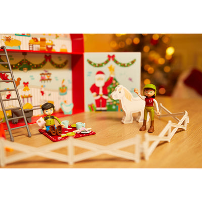 Hape Kids Wooden Pony Farm Christmas Advent Calendar Set w/24 Figures (Open Box)