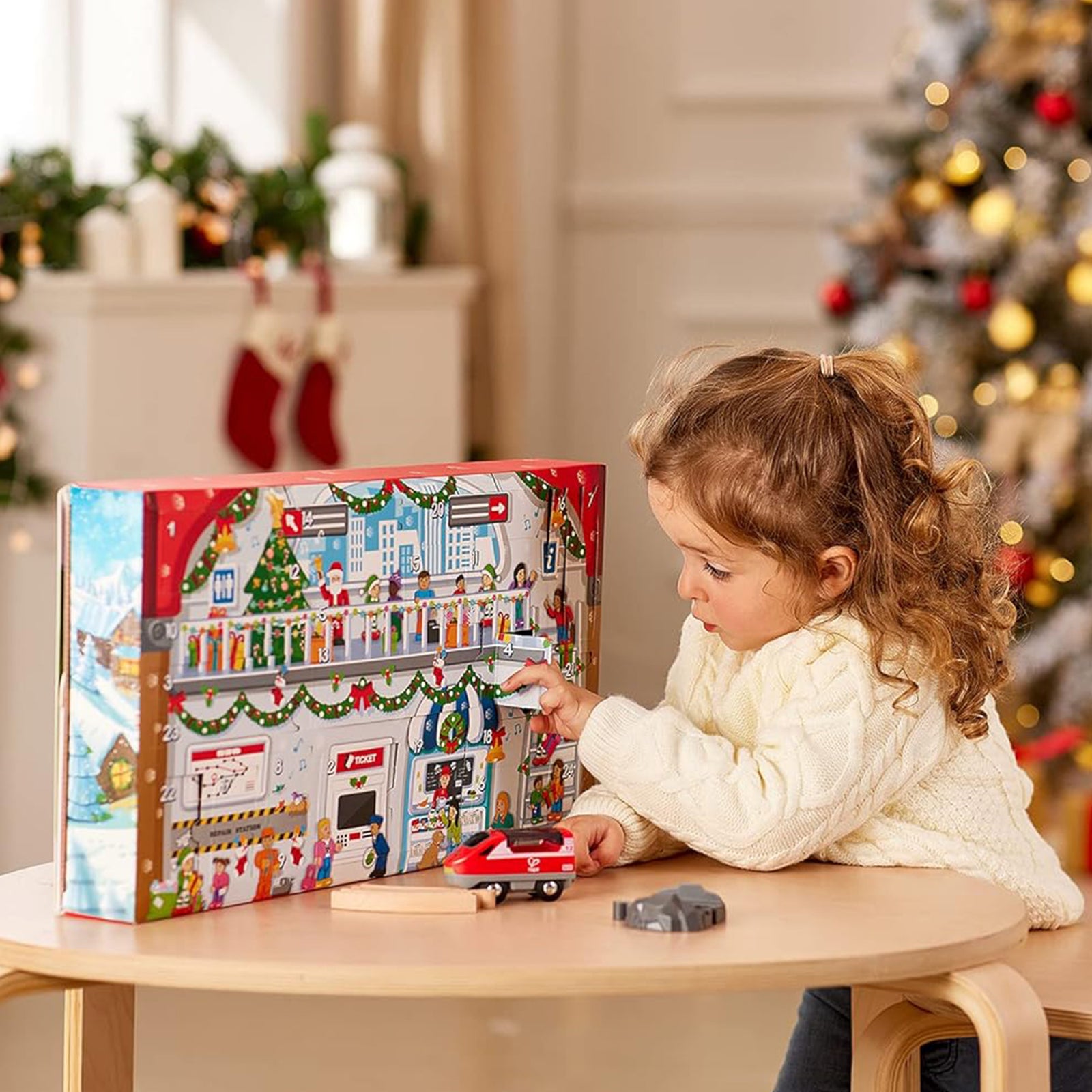 Hape Wooden Grand Station Christmas Advent Calendar Set w/ 24 Pieces (Open Box) - VMInnovations