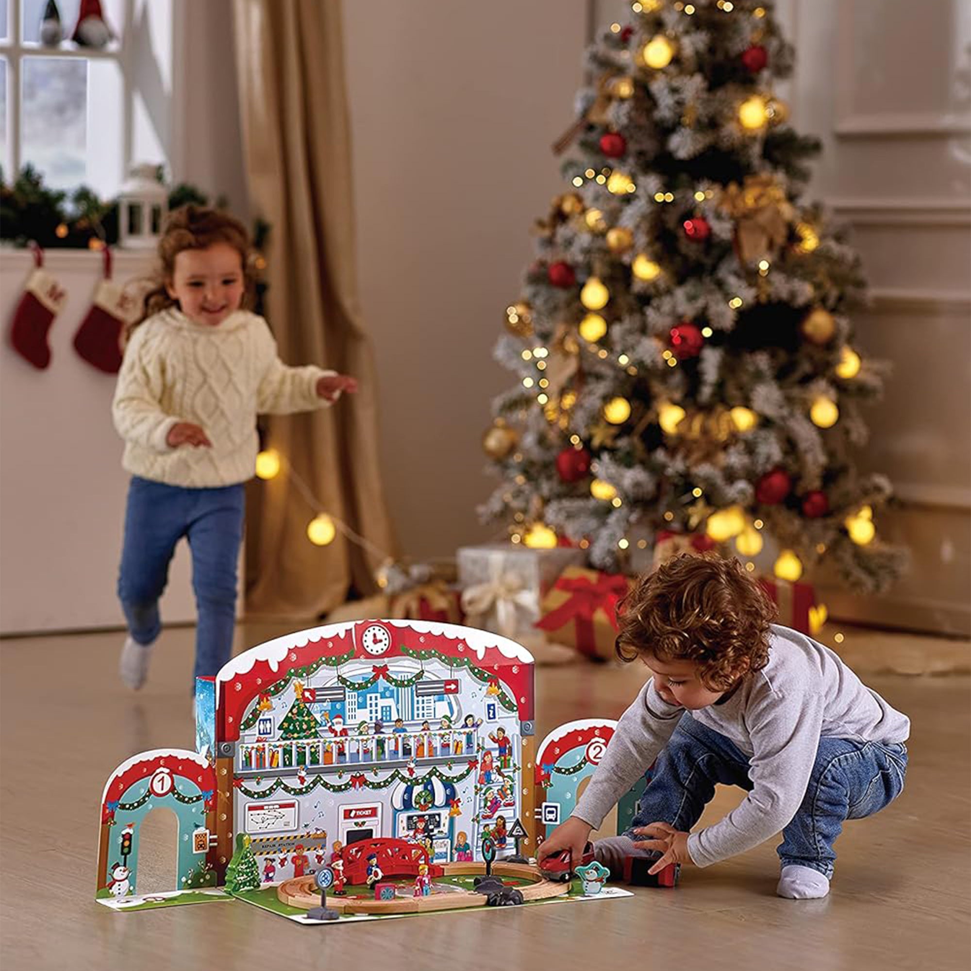 Hape Kids Wooden Grand Station Christmas Advent Calendar Set w/ 24 Pieces (Used) - VMInnovations