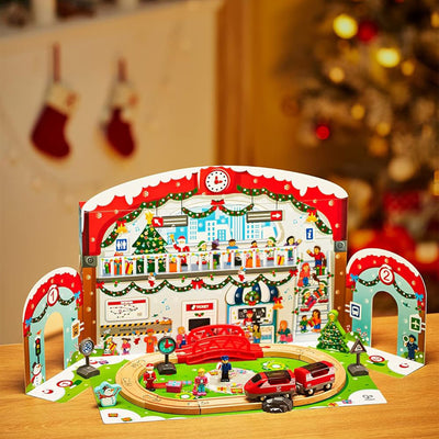 Hape Kids Wooden Grand Station Christmas Advent Calendar Set w/ 24 Pieces (Used) - VMInnovations