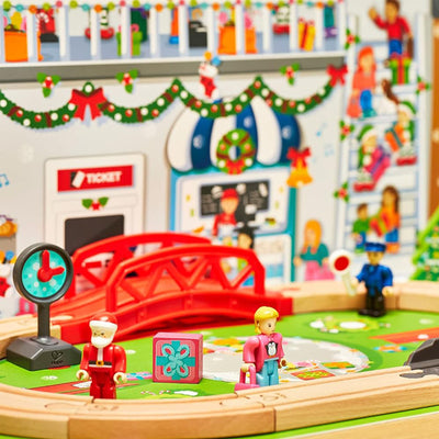 Hape Kids Wooden Grand Station Christmas Advent Calendar Set w/ 24 Pieces (Used) - VMInnovations
