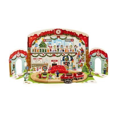 Hape Wooden Grand Station Christmas Advent Calendar Set w/ 24 Pieces (Open Box)