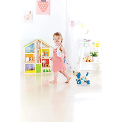 Hape Walk A Long Puppy Wooden Push Pull Kids Toy for Toddlers Ages 1 &  Up, Blue - VMInnovations