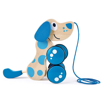 Hape Walk A Long Puppy Wooden Push Pull Kids Toy for Toddlers Ages 1 &  Up, Blue - VMInnovations