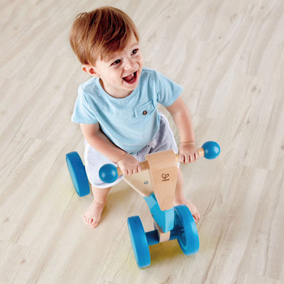 Hape Scoot Around Toddlers Ride On Wooden Push Balance Bike Scooter Toy, Blue
