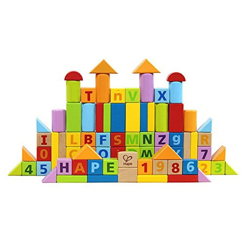 Hape Colored Wooden Blocks Playset for Ages 3+, 80 Pieces (Open Box)