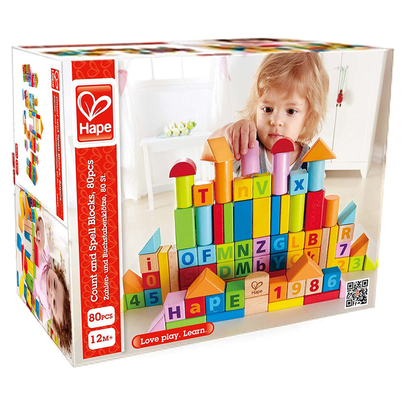 Hape Colored Wooden Blocks Playset for Ages 3+, 80 Pieces (Open Box)