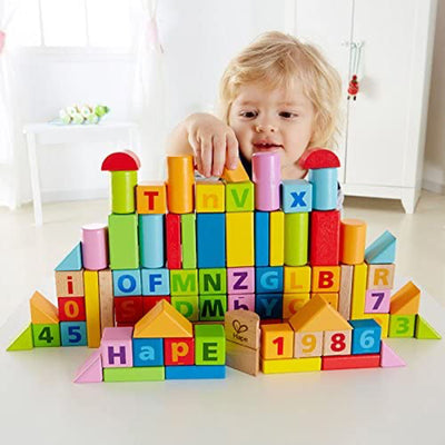 Hape Colored Wooden Blocks Playset for Ages 3+, 80 Pieces (Open Box)