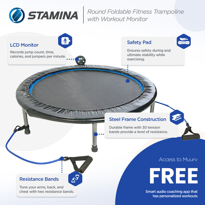 Stamina Products 38" Intone Plus  Rebounder w/ Resistance Bands (Open Box) - VMInnovations