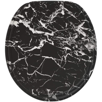 Sanilo 251 Round Soft Close Molded Wood Adjustable Toilet Seat, Marble Black - VMInnovations