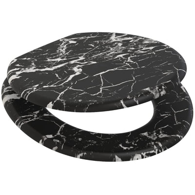 Sanilo 251 Round Soft Close Molded Wood Adjustable Toilet Seat, Marble Black